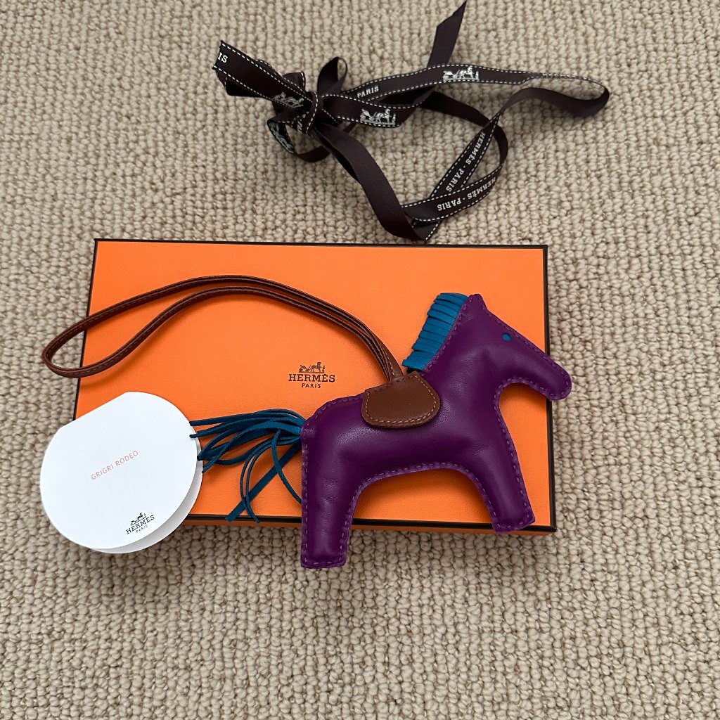 New Herms Milo Lambskin Rodeo Horse Bag Charm Size Mm